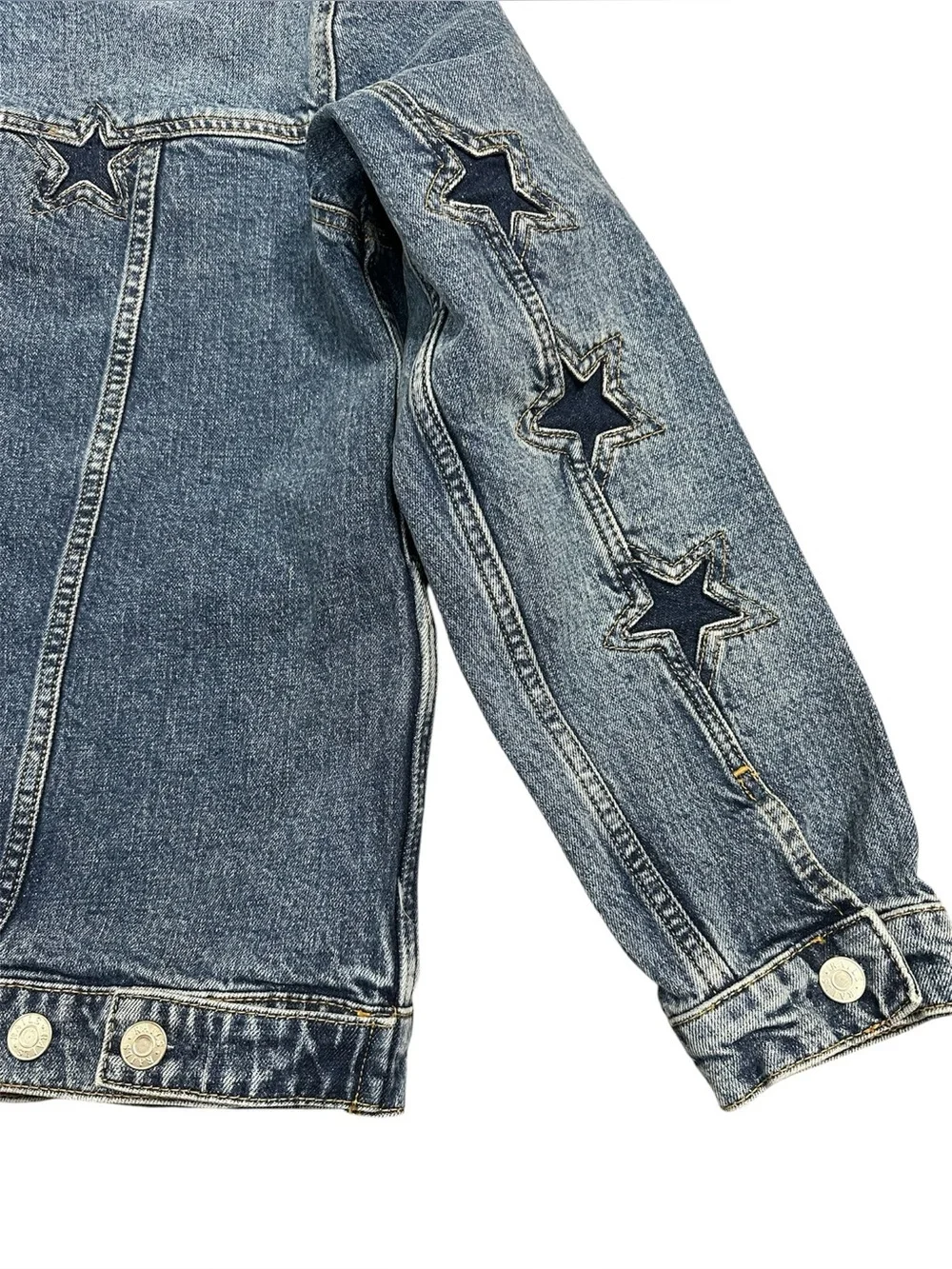 Rails Star Denim Jacket Grove Boyfriend Fit Medium Distressed Boho Western M